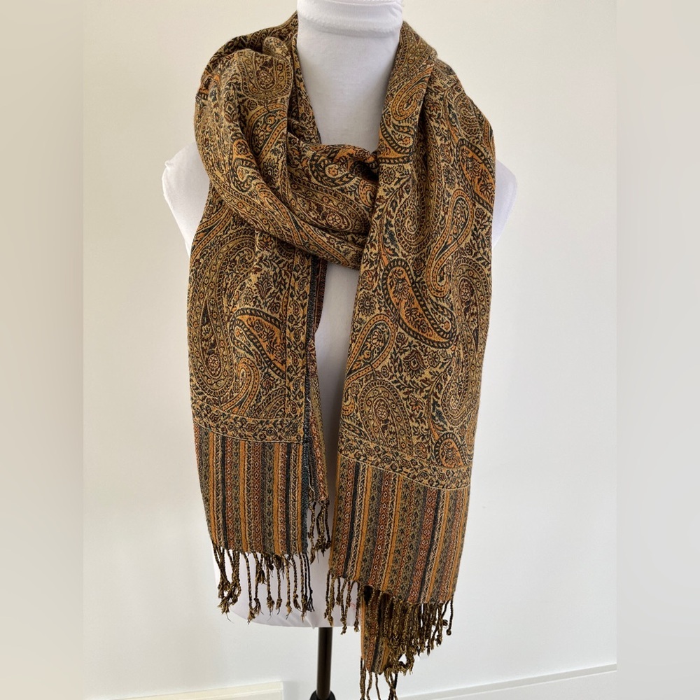 SHAWL Wrap Scarf Oversized Classic Paisley Pattern Fringe Travel Cozy Boho